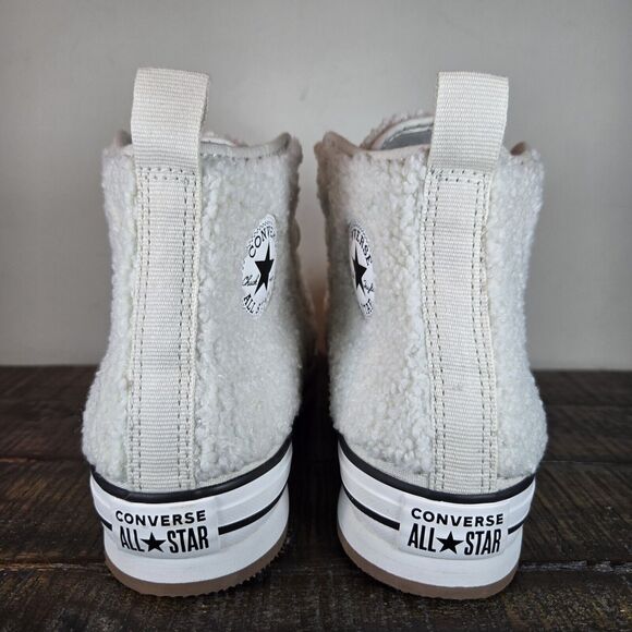 Converse CTAS Mens Size 6 Youth 6 Platform Hi Top Shoes White Sherpa - Picture 4 of 11